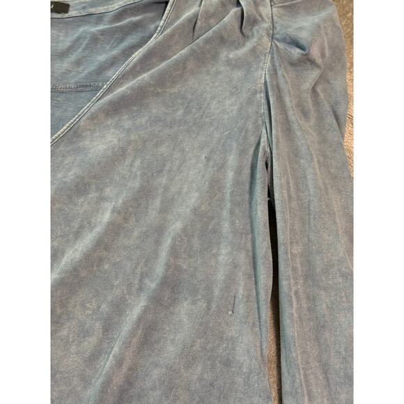 NWT 7 For All Mankind Top Women Large Blue Stone Wash V Neck Puff Sleeve Grunge - Picture 5 of 8